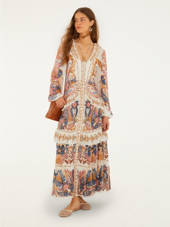 FARM Rio Dresses & Skirts - Farm Rio SEA GARDEN OFF WHITE BRAID DETAILS
LONG DRESS